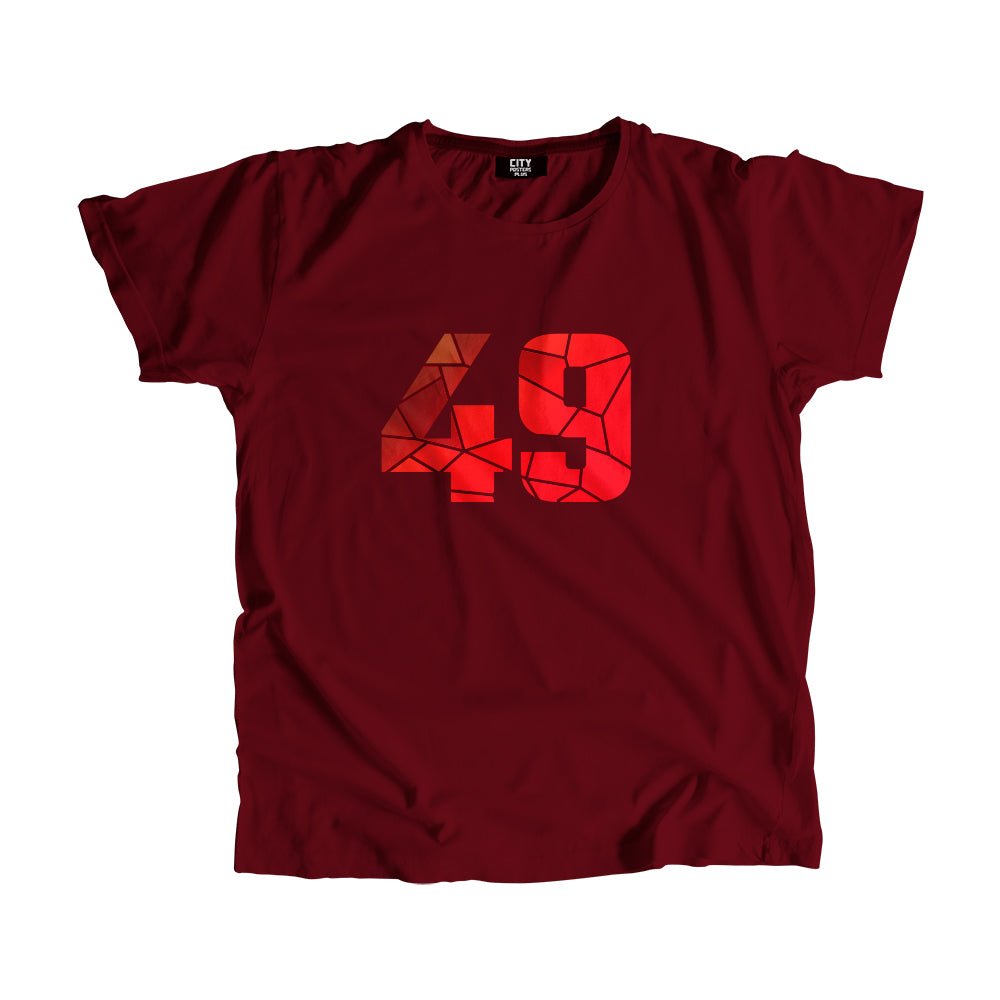 49 Number Men Unisex T-Shirt  (Maroon)| Classic Numeric Graphic Tee