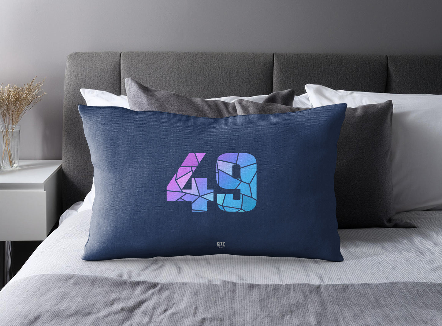 49 Number Square & Rectangle Pillow Cases | Modern Numeric Throw Pillow Covers | Print Deliver Plus by City Posters Plus
