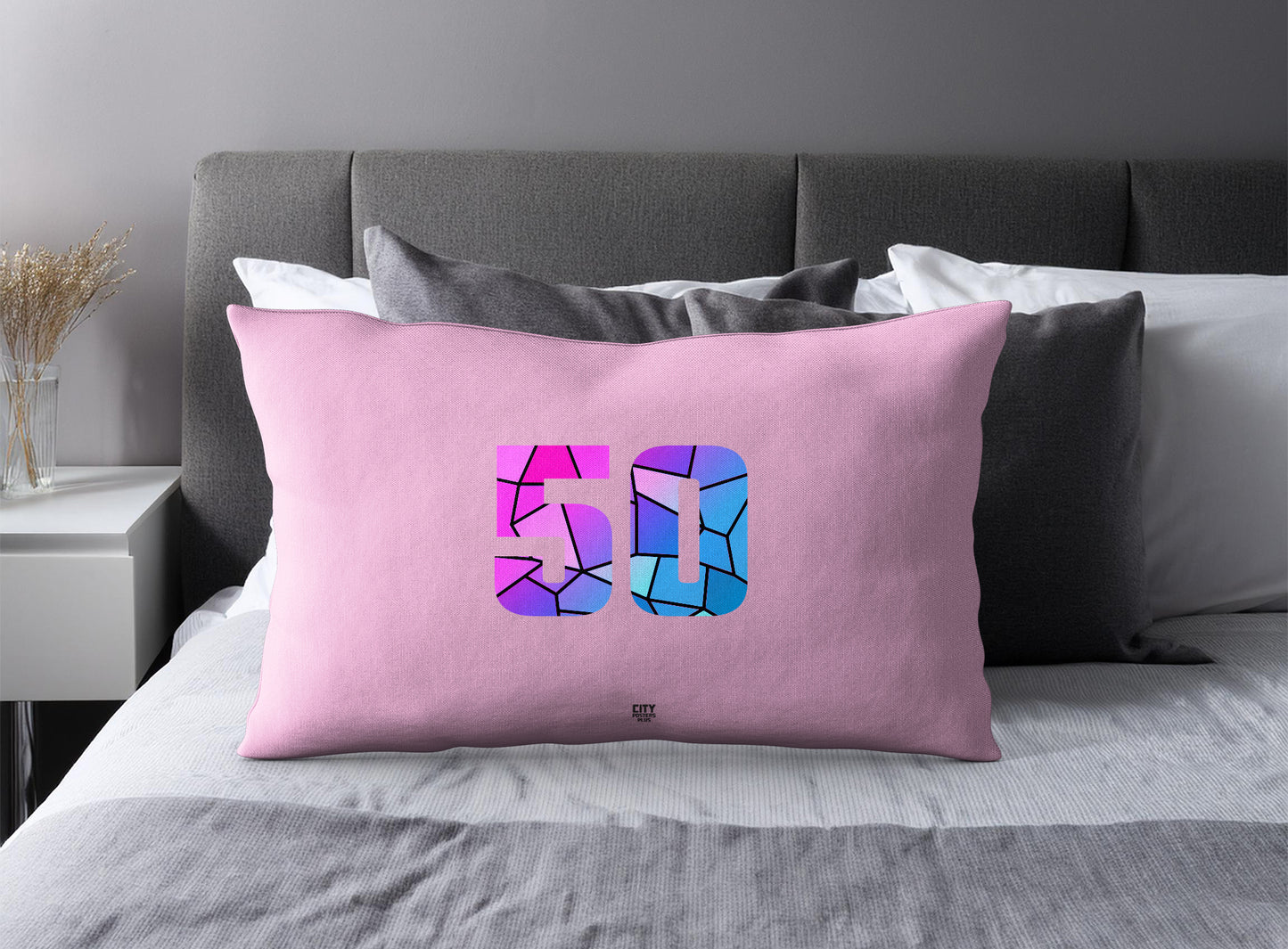 50 Number Square & Rectangle Pillow Cases | Modern Numeric Throw Pillow Covers | Print Deliver Plus by City Posters Plus