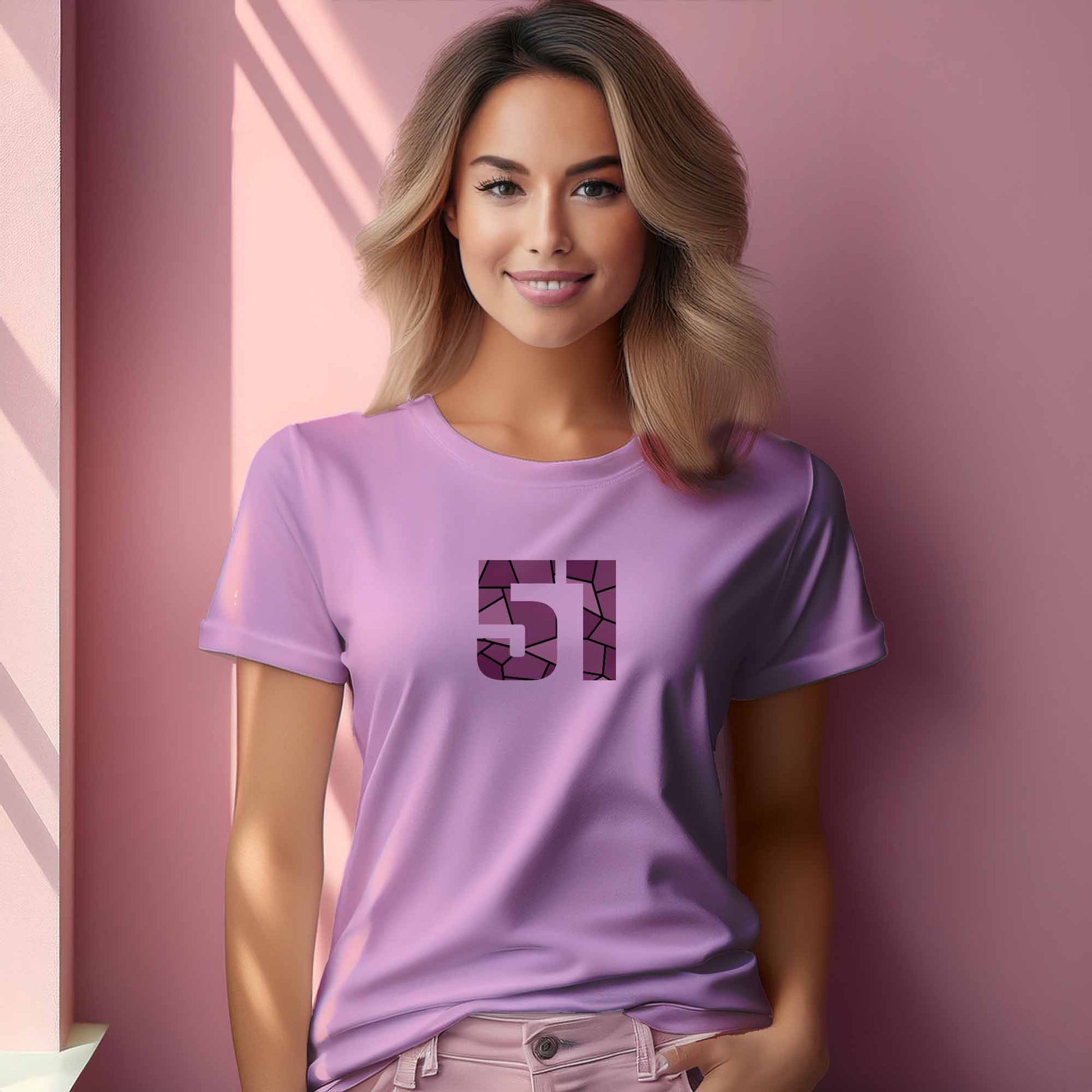 51 Number Women T-Shirt (Light Pink) | Stylish Numeric Graphic Tee