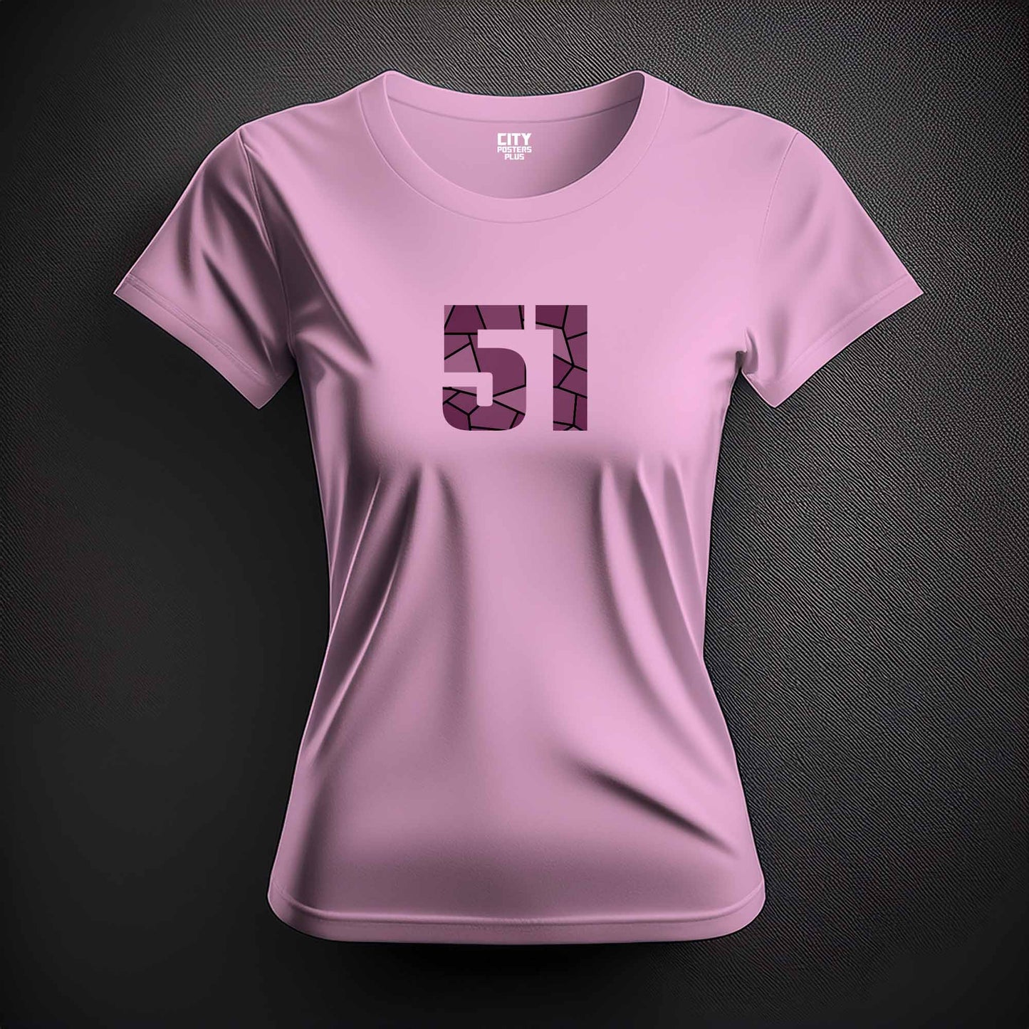 City Posters Plus 51 Number Women T-Shirt (Light Pink) | Stylish Numeric Graphic Tee