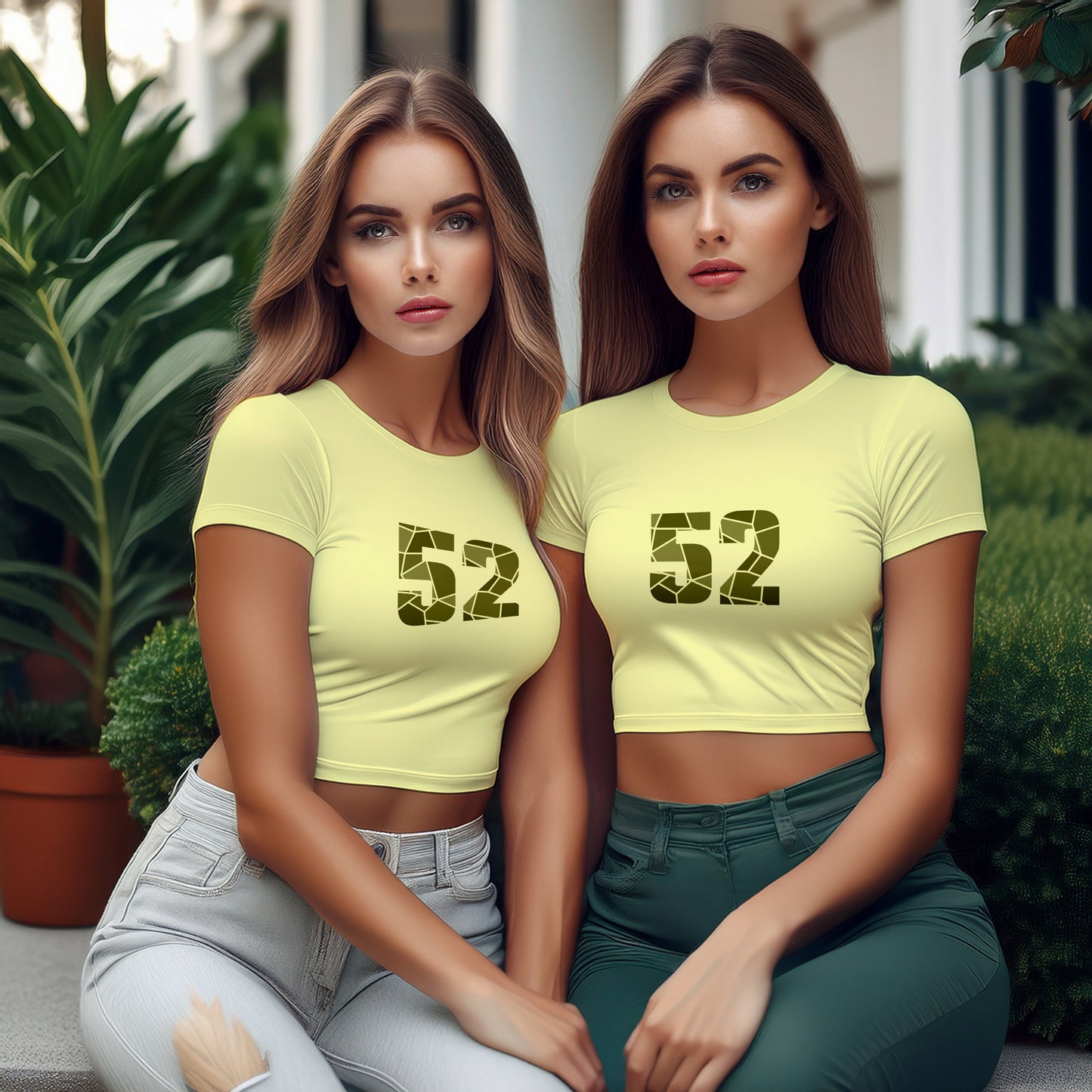 City Posters Plus 52 Number Women Crop Top (Butter Yellow)