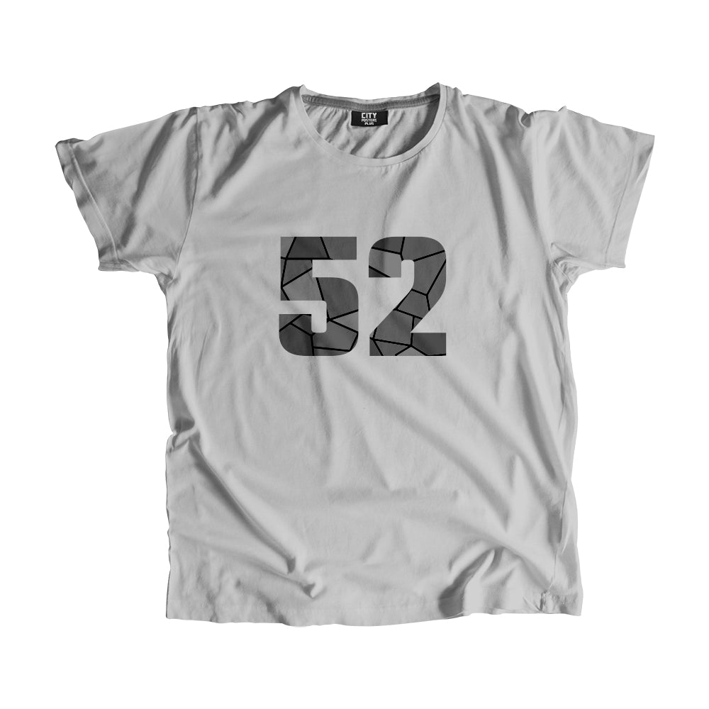 52 Number Men Unisex T-Shirt  (Melange Grey)| Classic Numeric Graphic Tee