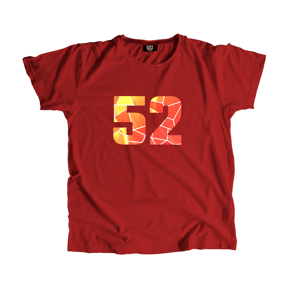 52 Number Men Unisex T-Shirt  (Red)| Classic Numeric Graphic Tee