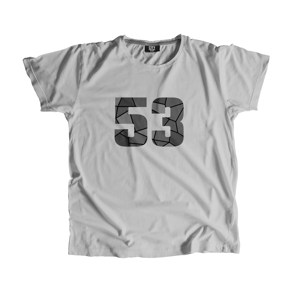 53 Number Men Unisex T-Shirt  (Melange Grey)| Classic Numeric Graphic Tee
