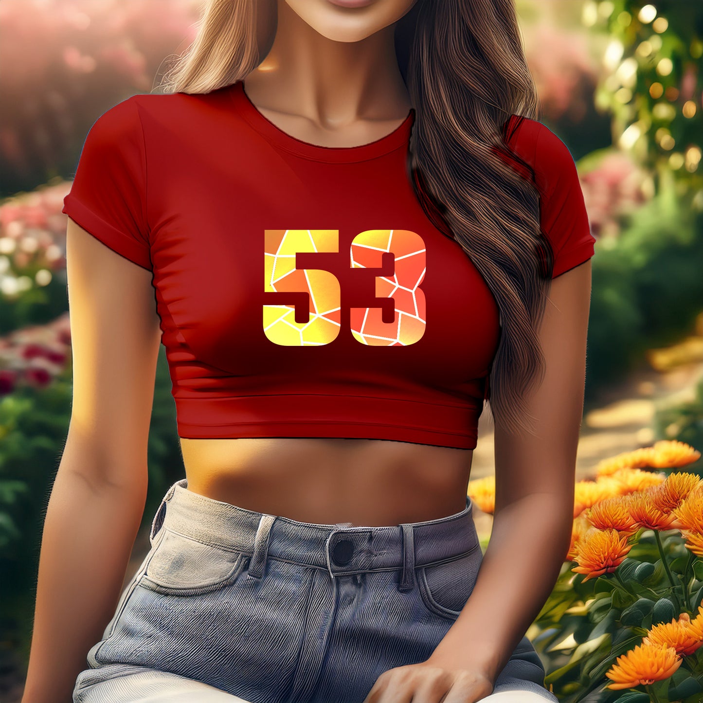 City Posters Plus 53 Number Women Crop Top (Red)
