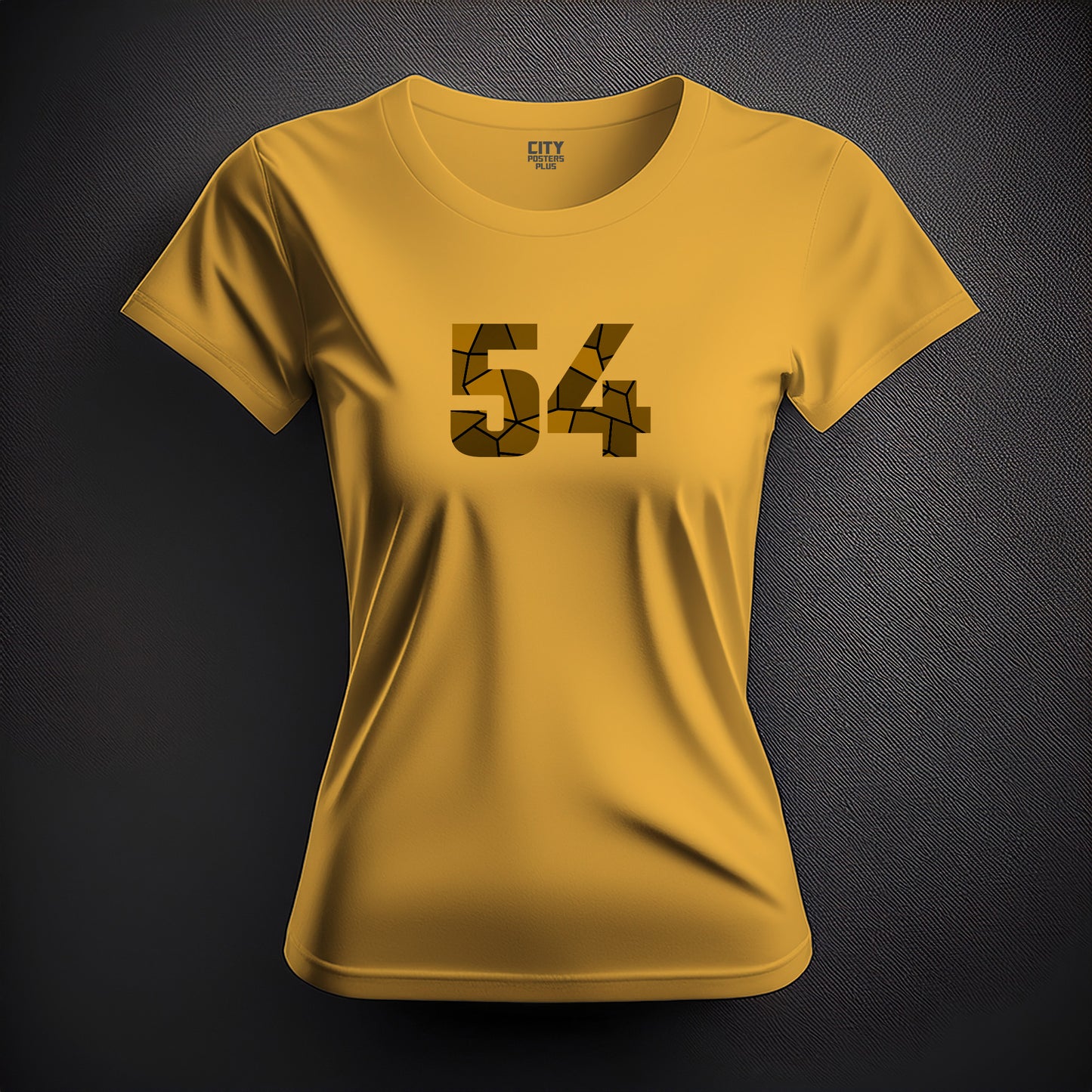 City Posters Plus 54 Number Women T-Shirt (Golden Yellow) | Stylish Numeric Graphic Tee