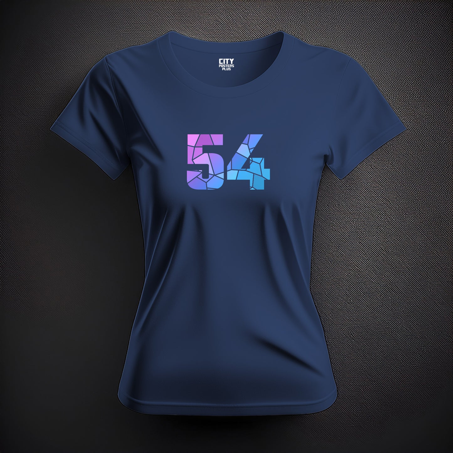 City Posters Plus 54 Number Women T-Shirt (Navy Blue) | Stylish Numeric Graphic Tee