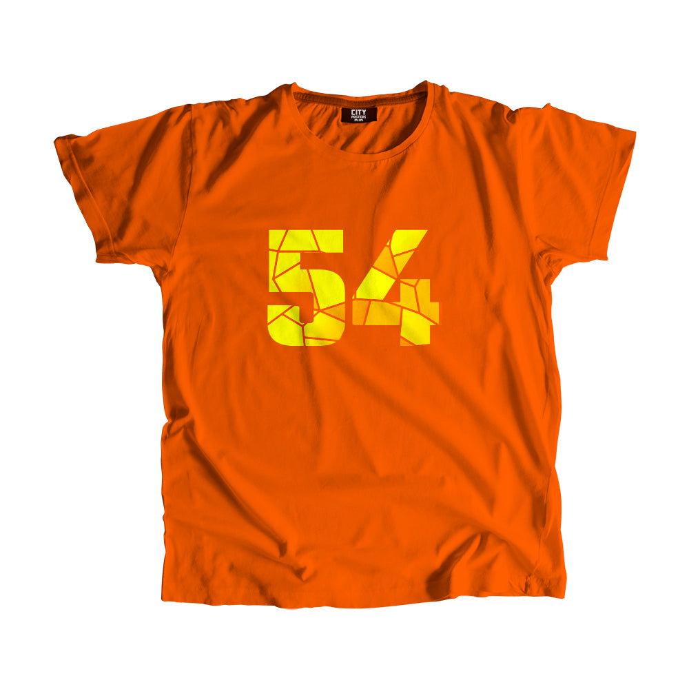 54 Number Men Unisex T-Shirt  (Orange)| Classic Numeric Graphic Tee