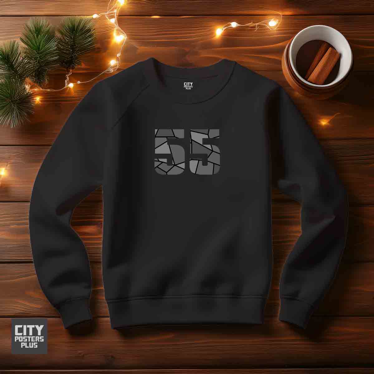 55 Number Unisex Sweatshirt (Black)  Premium Graphic Crewneck