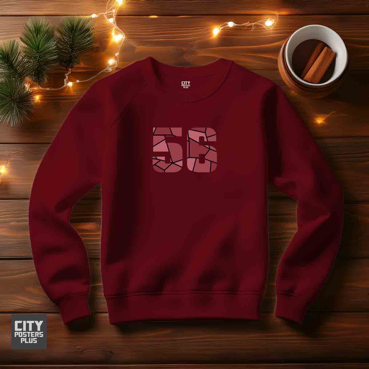 56 Number Unisex Sweatshirt (Maroon)  Premium Graphic Crewneck