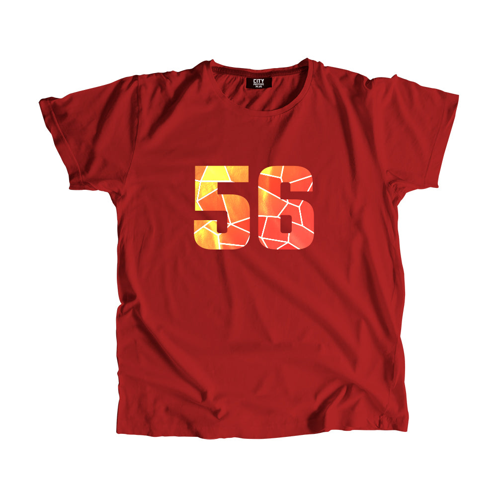 56 Number Men Unisex T-Shirt  (Red)| Classic Numeric Graphic Tee