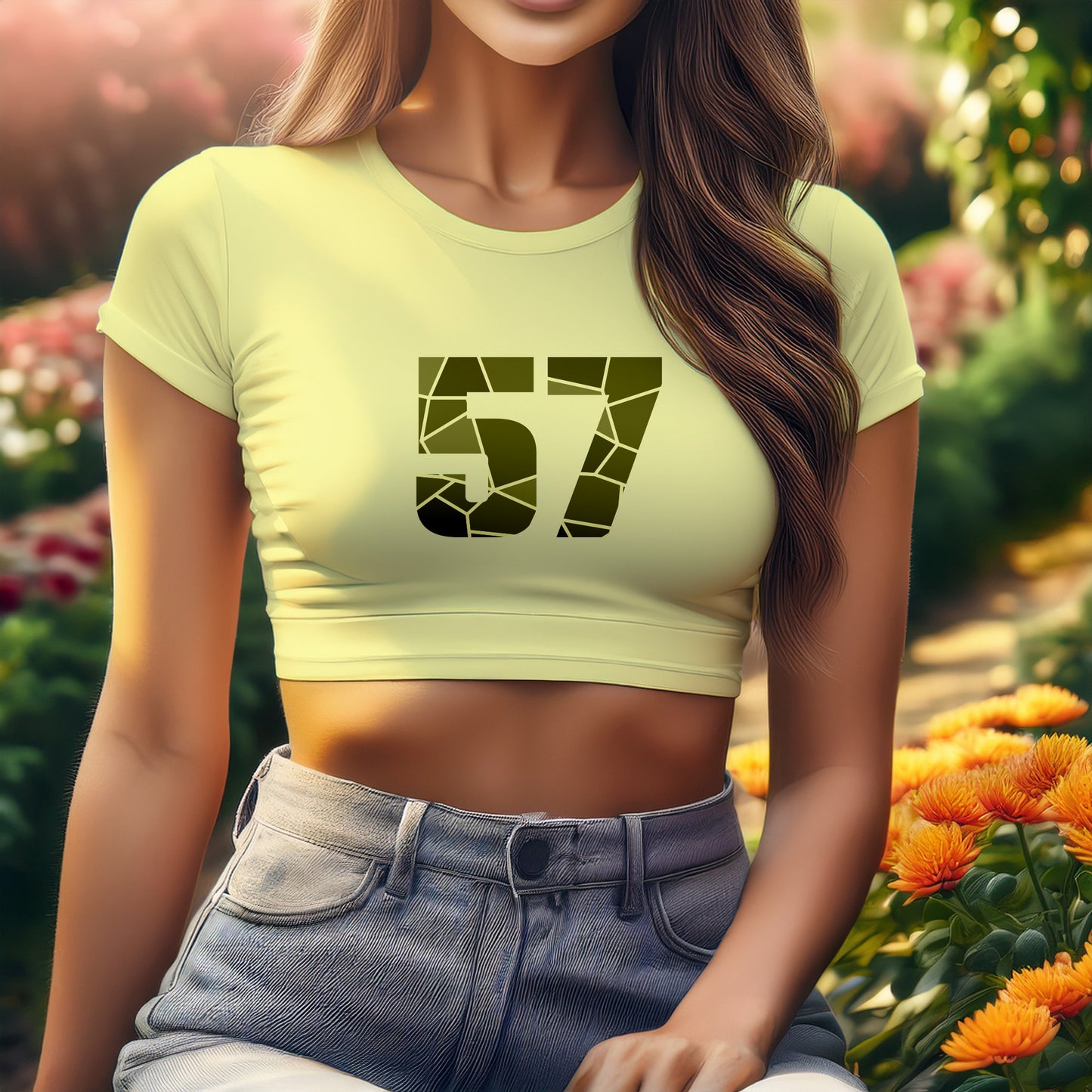 City Posters Plus 57 Number Women Crop Top (Butter Yellow)