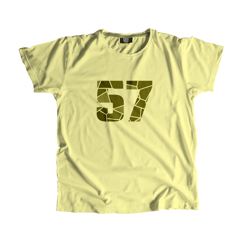 57 Number Men Unisex T-Shirt  (Butter Yellow)| Classic Numeric Graphic Tee