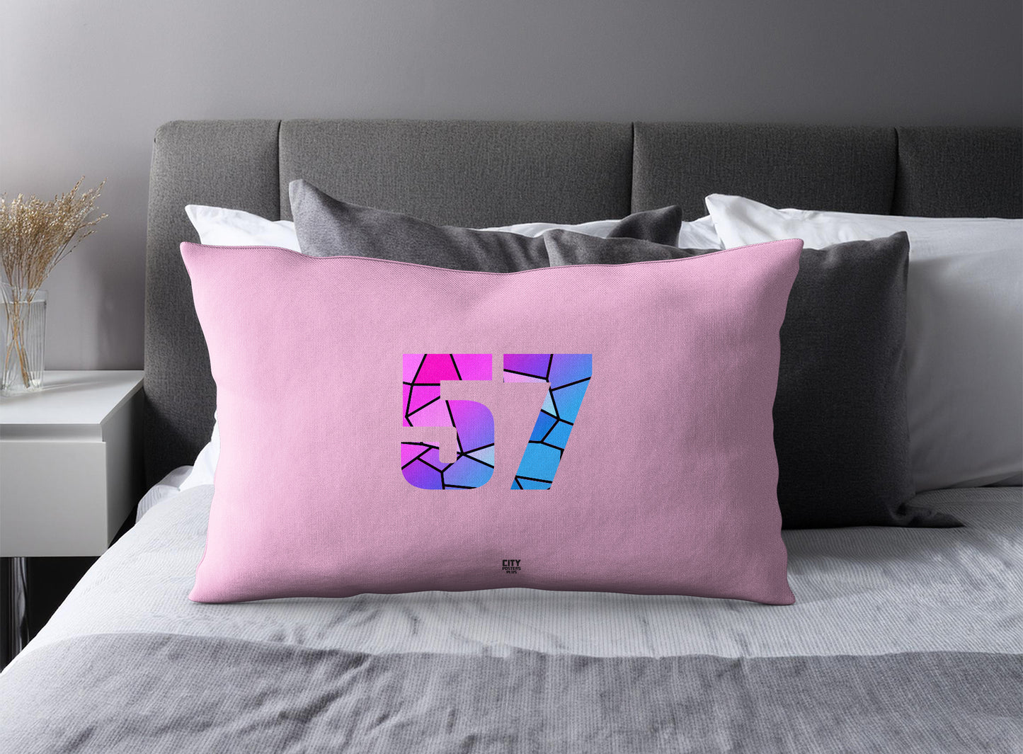 57 Number Square & Rectangle Pillow Cases | Modern Numeric Throw Pillow Covers | Print Deliver Plus by City Posters Plus