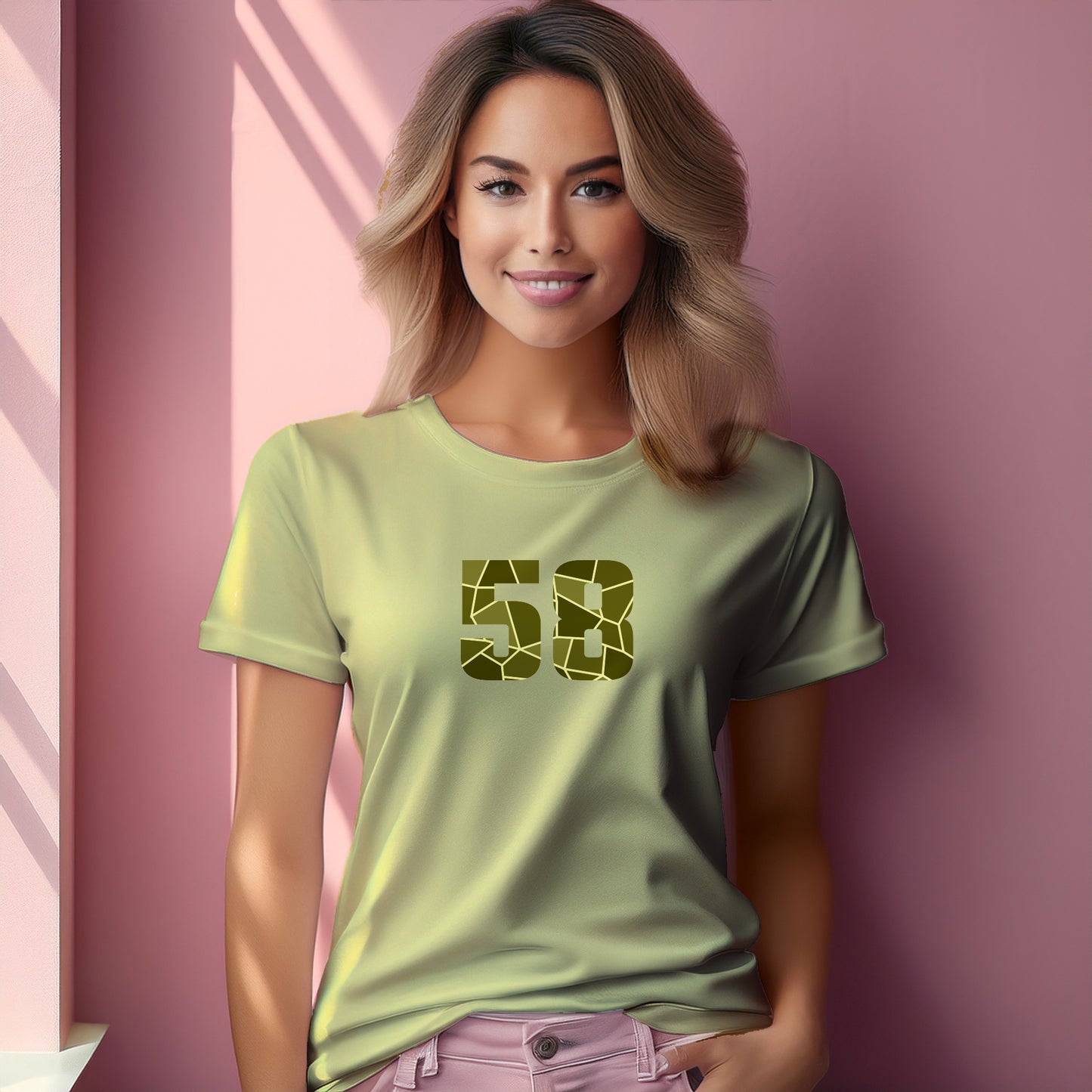 58 Number Women T-Shirt (Butter Yellow) | Stylish Numeric Graphic Tee
