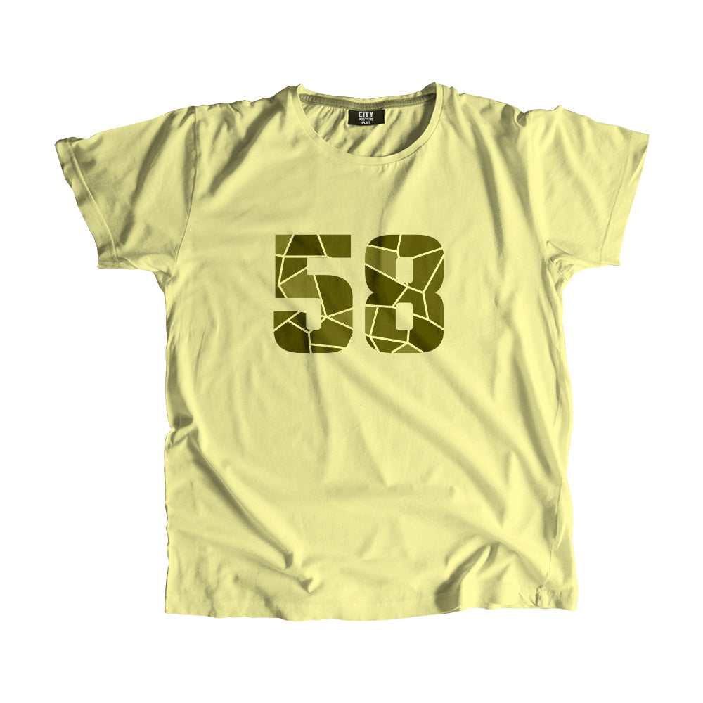 58 Number Men Unisex T-Shirt  (Butter Yellow)| Classic Numeric Graphic Tee