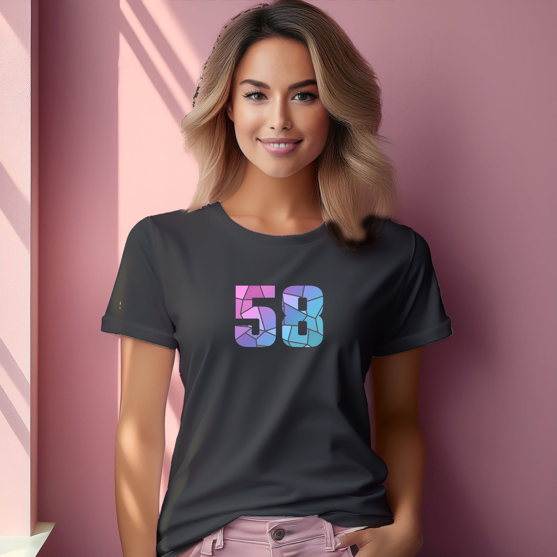 58 Number Women T-Shirt (Charcoal Grey) | Stylish Numeric Graphic Tee