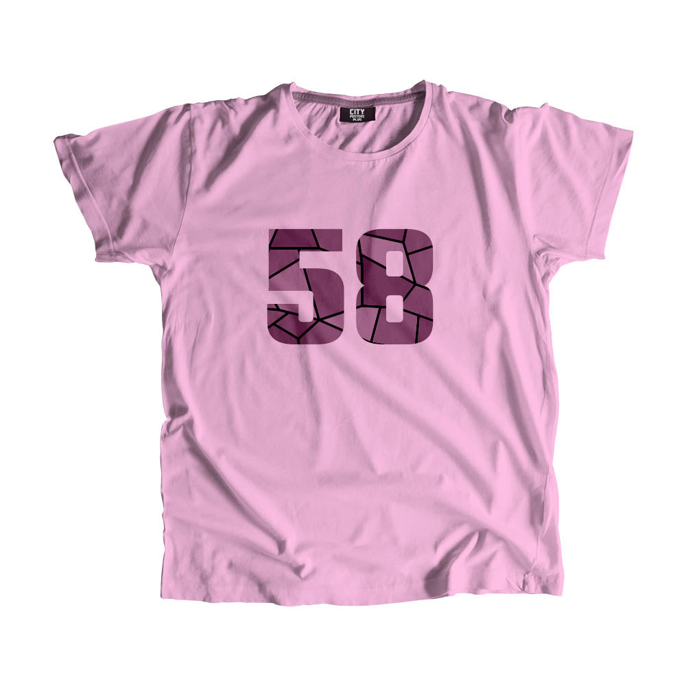 58 Number Men Unisex T-Shirt  (Light Pink)| Classic Numeric Graphic Tee