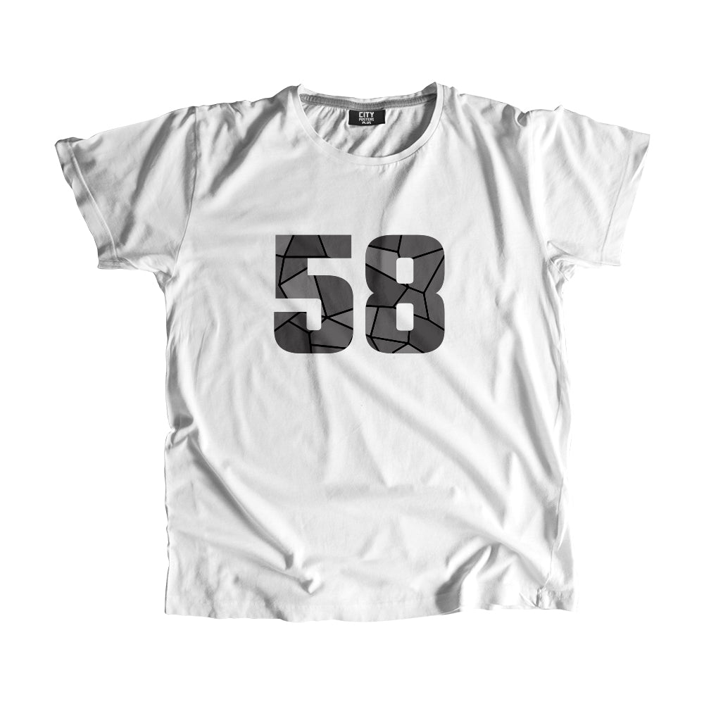 58 Number Men Unisex T-Shirt  (White)| Classic Numeric Graphic Tee