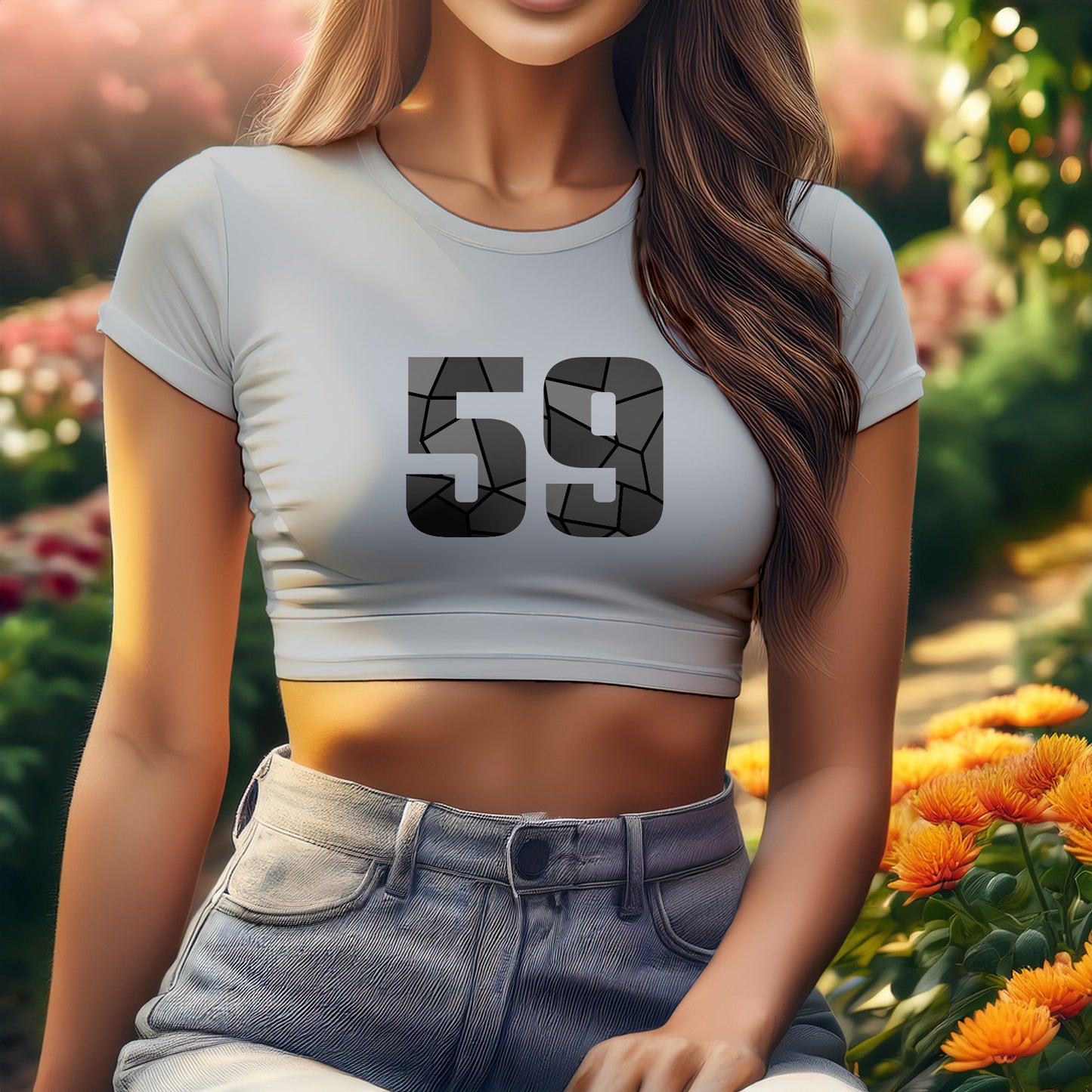 City Posters Plus 59 Number Women Crop Top (Melange Grey)