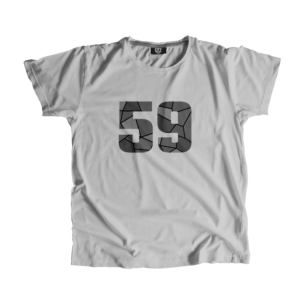 59 Number Men Unisex T-Shirt  (Melange Grey)| Classic Numeric Graphic Tee