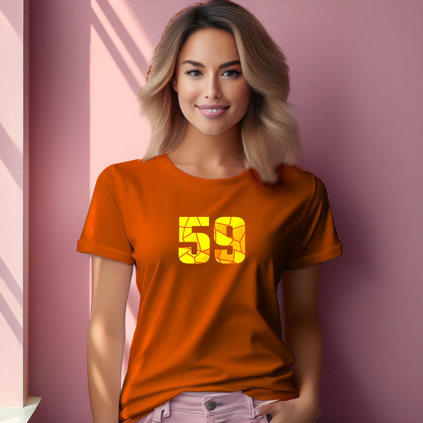 59 Number Women T-Shirt (Orange) | Stylish Numeric Graphic Tee