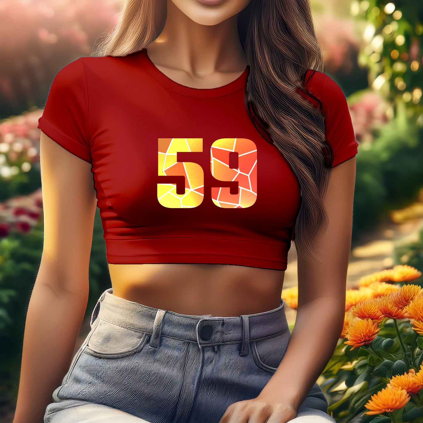 City Posters Plus 59 Number Women Crop Top (Red)