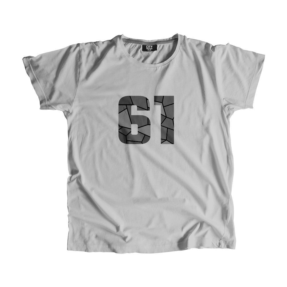 61 Number Men Unisex T-Shirt  (Melange Grey)| Classic Numeric Graphic Tee