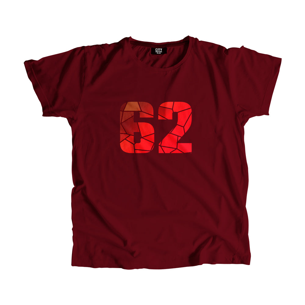62 Number Men Unisex T-Shirt  (Maroon)| Classic Numeric Graphic Tee