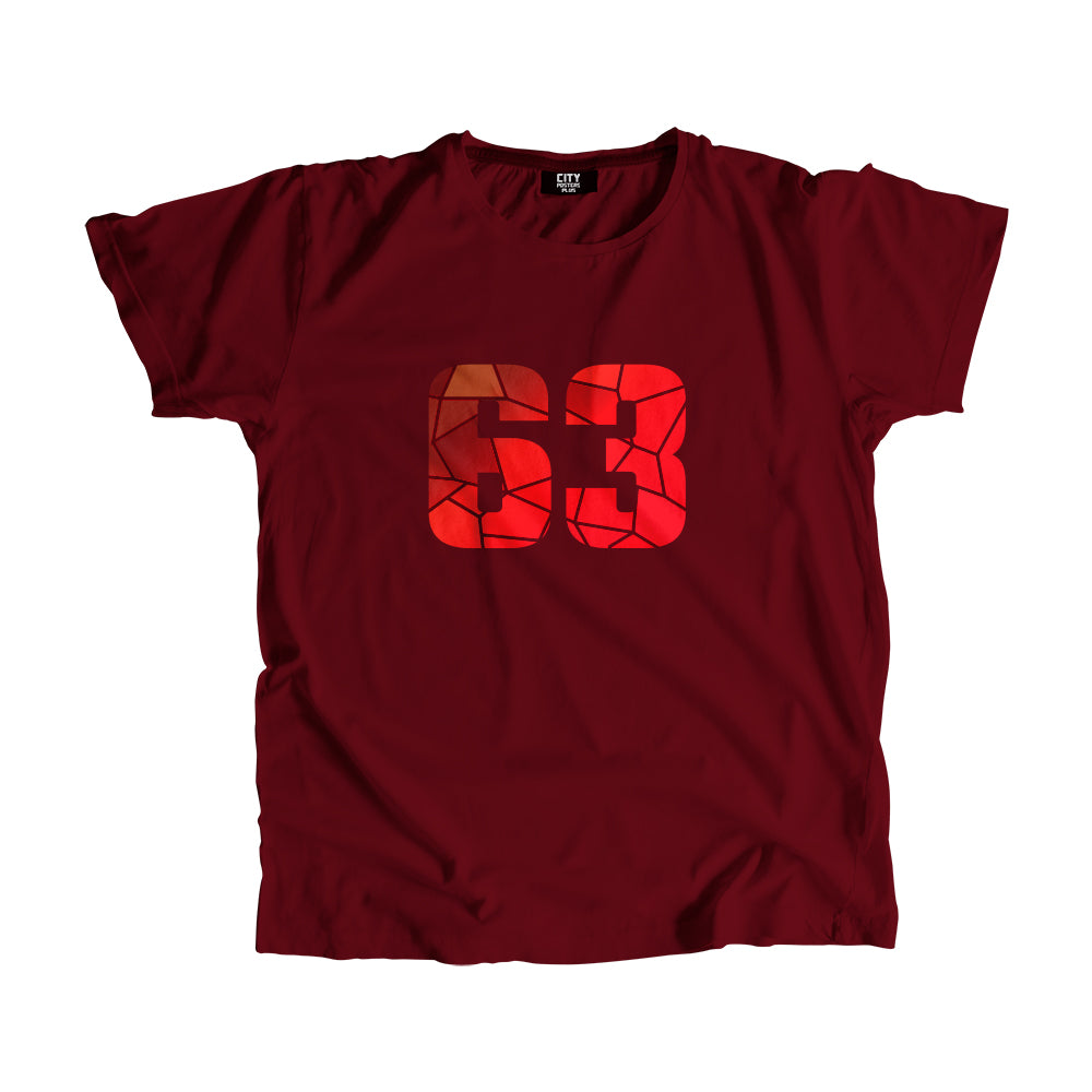 63 Number Men Unisex T-Shirt  (Maroon)| Classic Numeric Graphic Tee