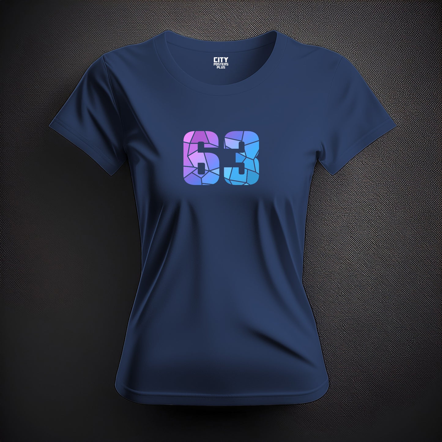 City Posters Plus 63 Number Women T-Shirt (Navy Blue) | Stylish Numeric Graphic Tee