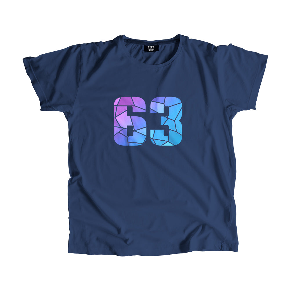 63 Number Men Unisex T-Shirt  (Navy Blue)| Classic Numeric Graphic Tee