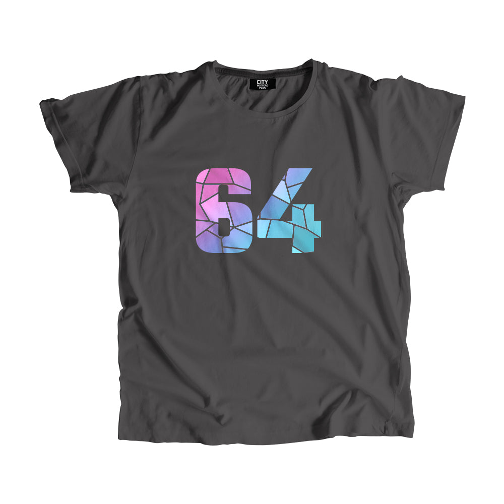 64 Number Men Unisex T-Shirt  (Charcoal Grey)| Classic Numeric Graphic Tee