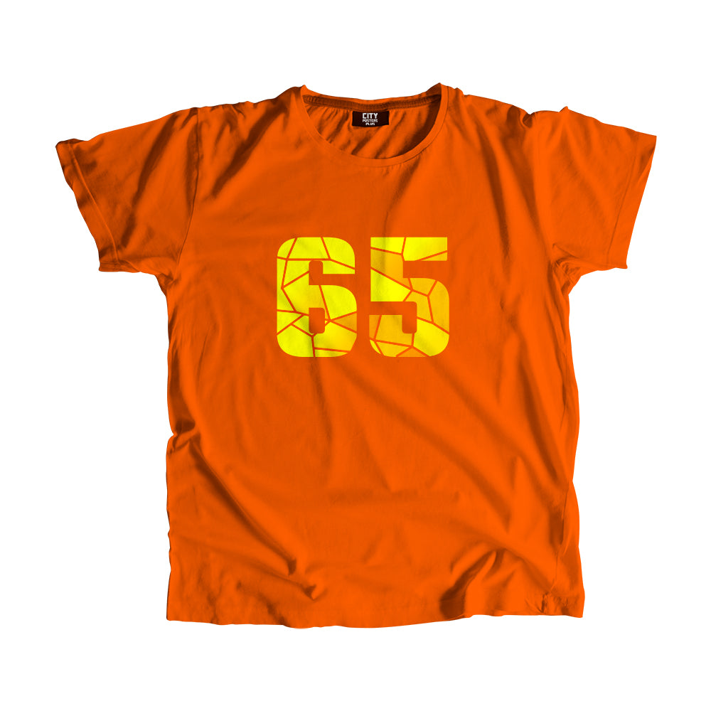 65 Number Men Unisex T-Shirt  (Orange)| Classic Numeric Graphic Tee