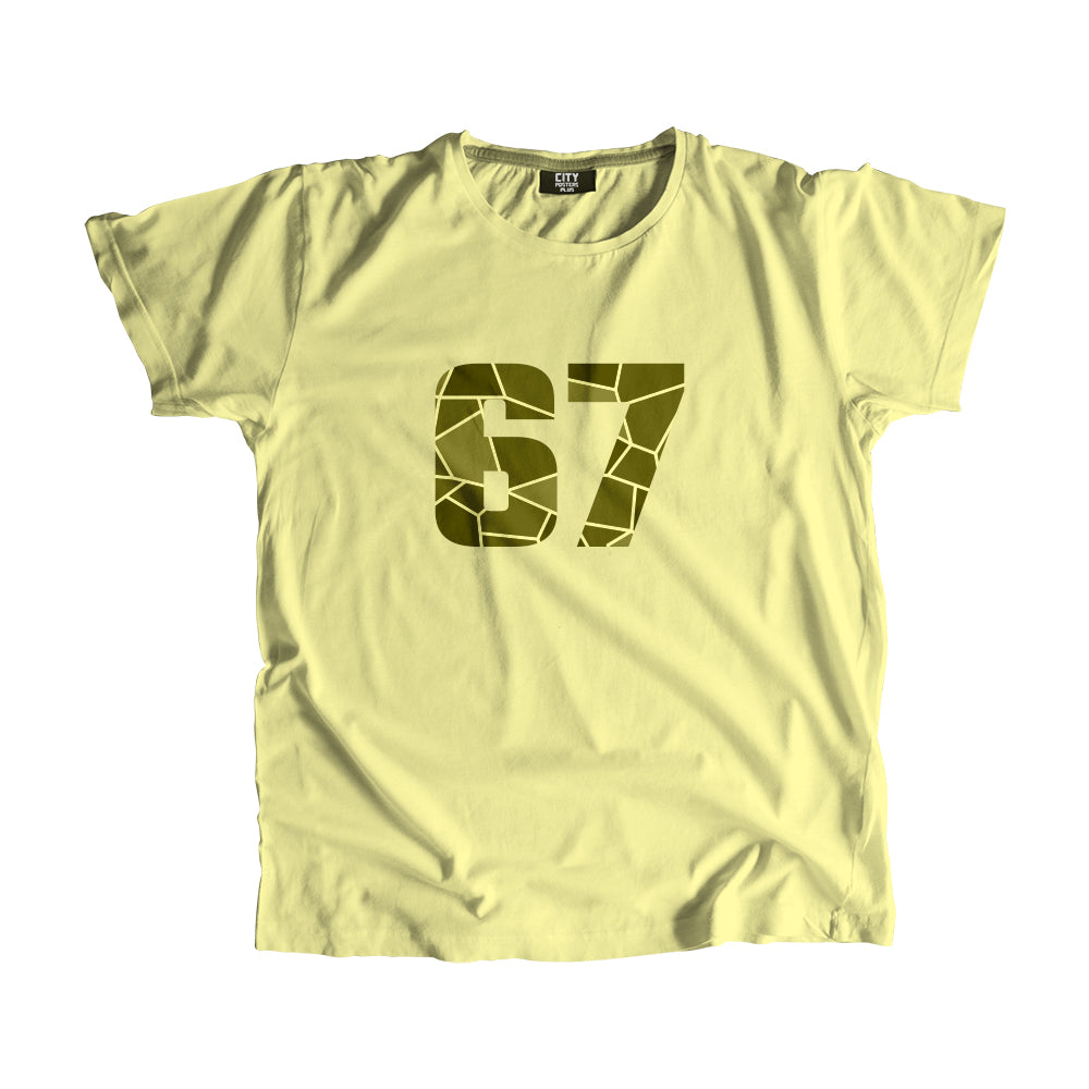 67 Number Men Unisex T-Shirt  (Butter Yellow)| Classic Numeric Graphic Tee
