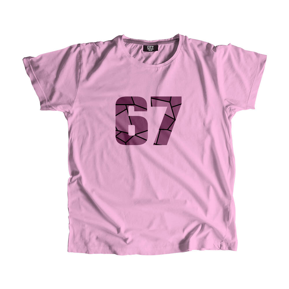 67 Number Men Unisex T-Shirt  (Light Pink)| Classic Numeric Graphic Tee