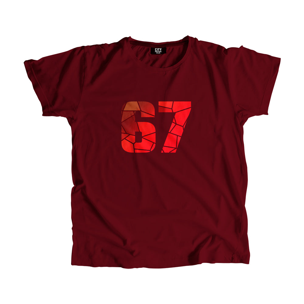 67 Number Men Unisex T-Shirt  (Maroon)| Classic Numeric Graphic Tee