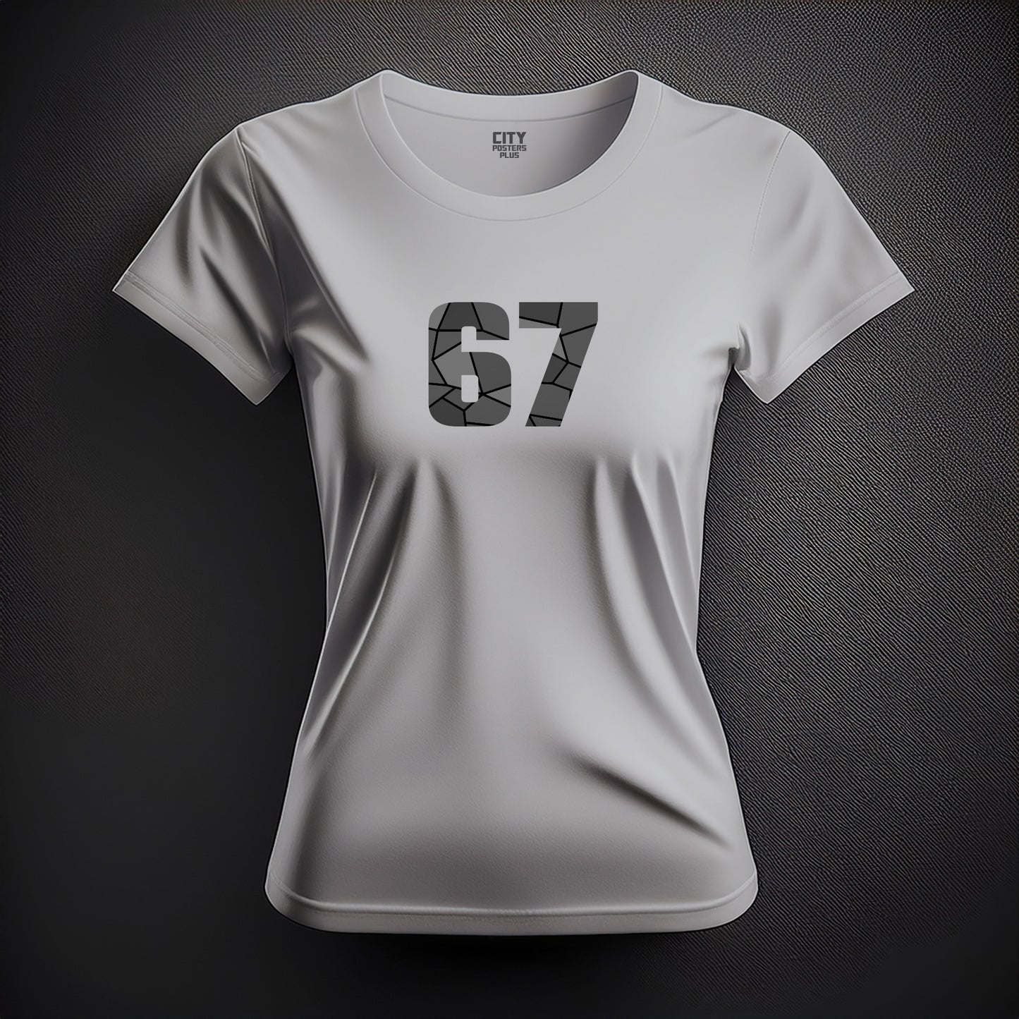 City Posters Plus 67 Number Women T-Shirt (Melange Grey) | Stylish Numeric Graphic Tee