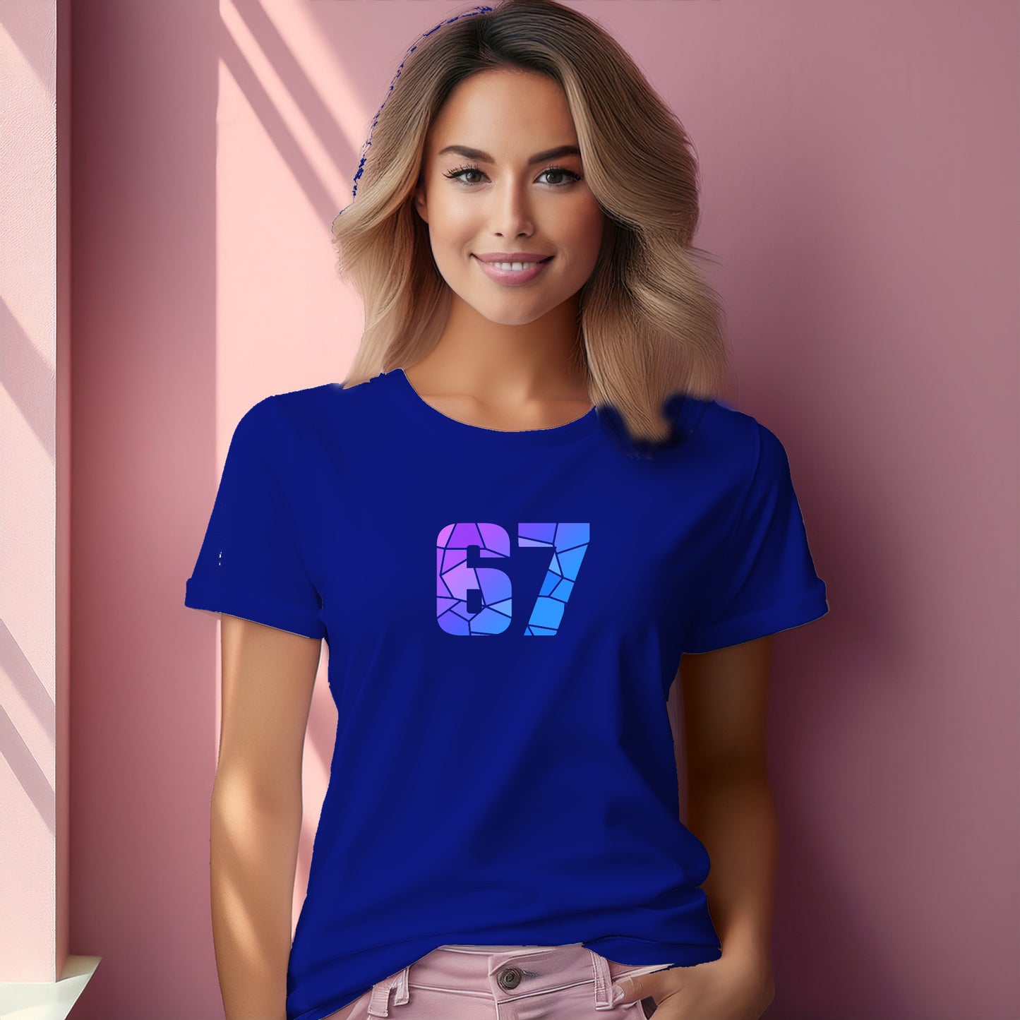 67 Number Women T-Shirt (Royal Blue) | Stylish Numeric Graphic Tee