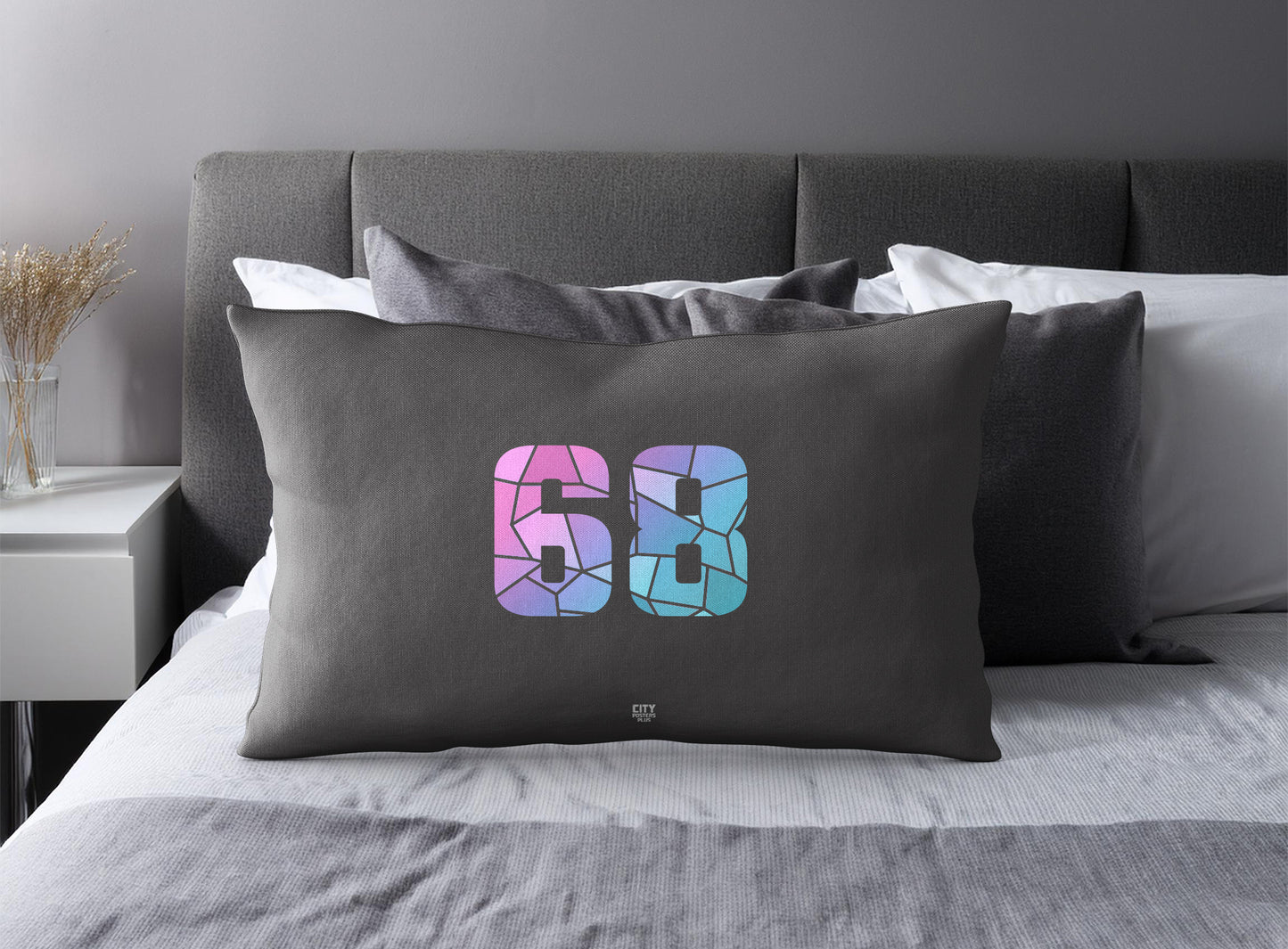 68 Number Square & Rectangle Pillow Cases | Modern Numeric Throw Pillow Covers | Print Deliver Plus by City Posters Plus