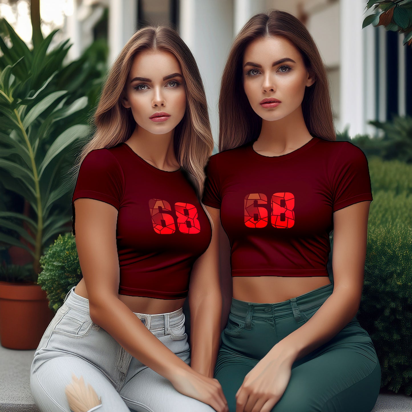 City Posters Plus 68 Number Women Crop Top (Maroon)