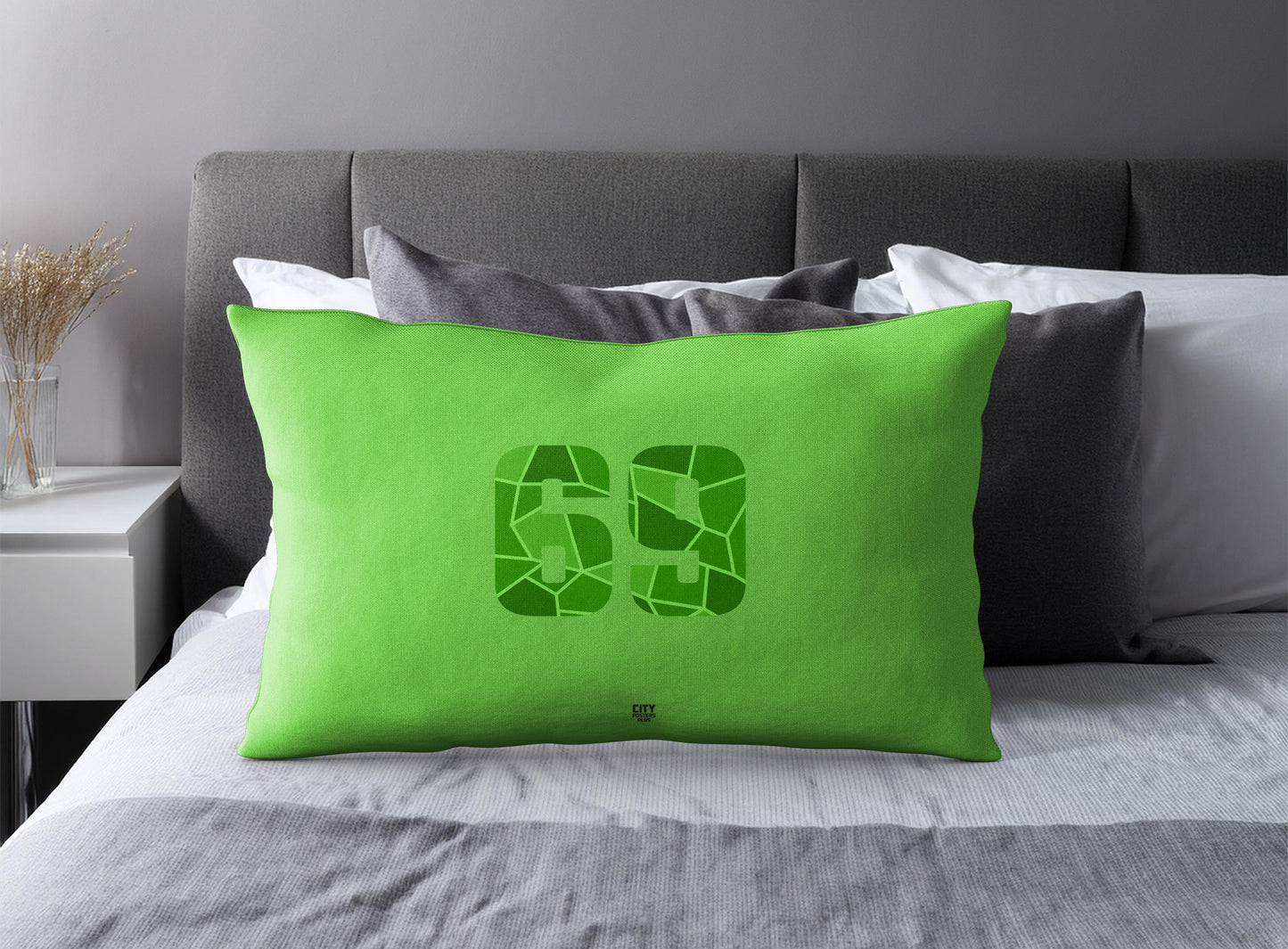 69 Number Square & Rectangle Pillow Cases | Modern Numeric Throw Pillow Covers | Print Deliver Plus by City Posters Plus