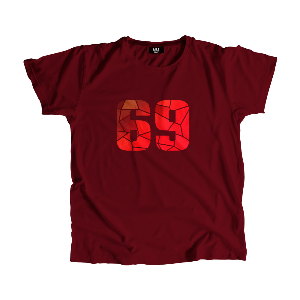 69 Number Men Unisex T-Shirt  (Maroon)| Classic Numeric Graphic Tee