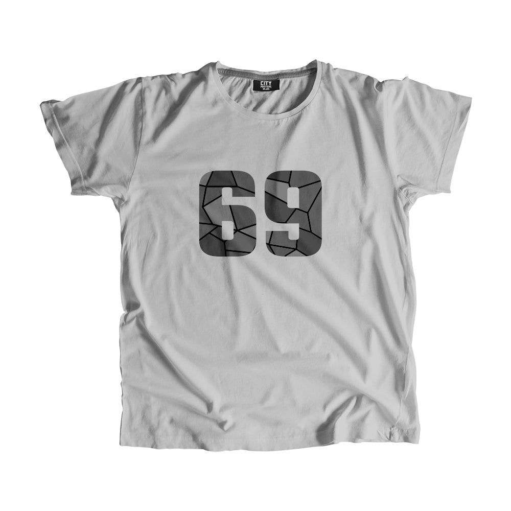 69 Number Men Unisex T-Shirt  (Melange Grey)| Classic Numeric Graphic Tee