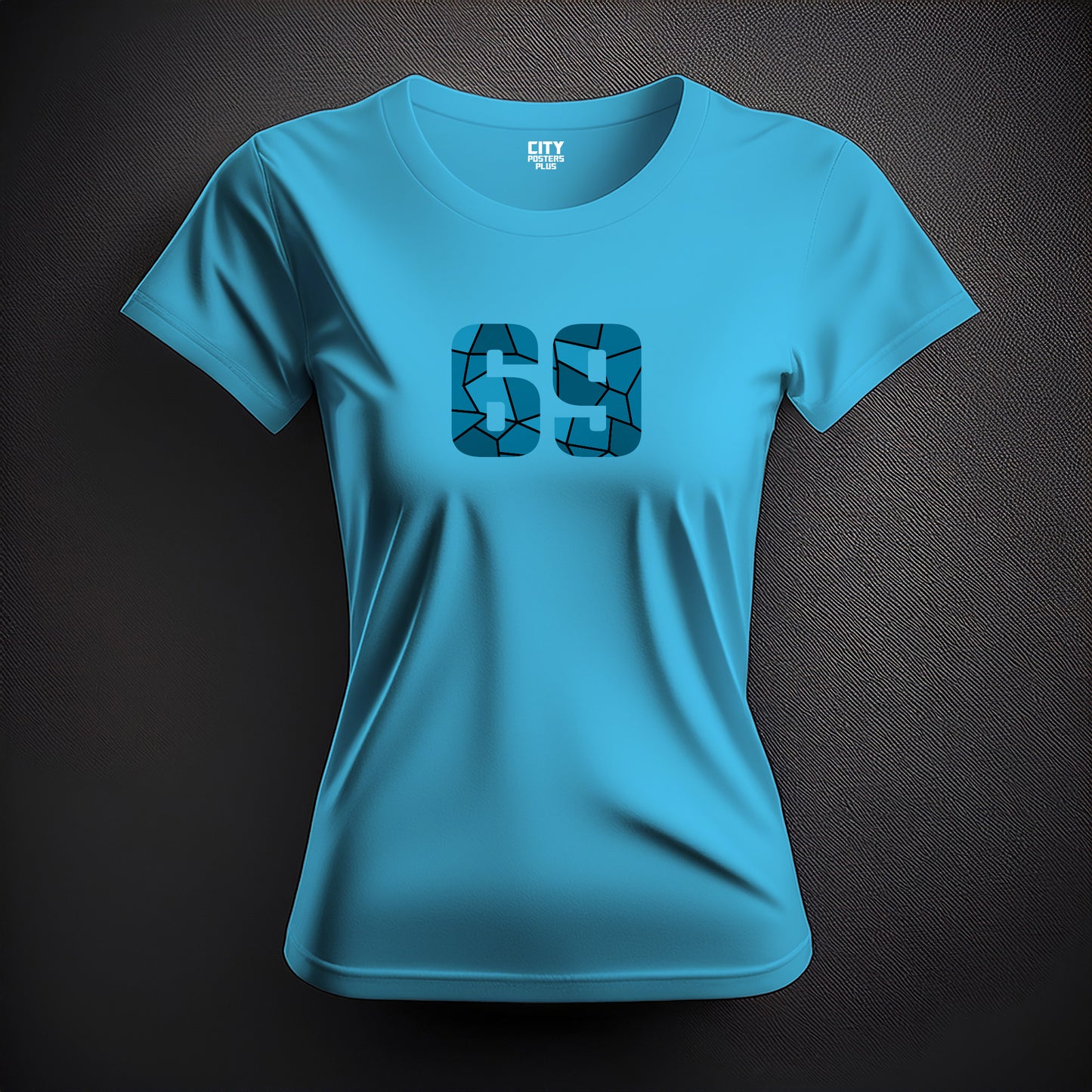 City Posters Plus 69 Number Women T-Shirt (Sky Blue) | Stylish Numeric Graphic Tee