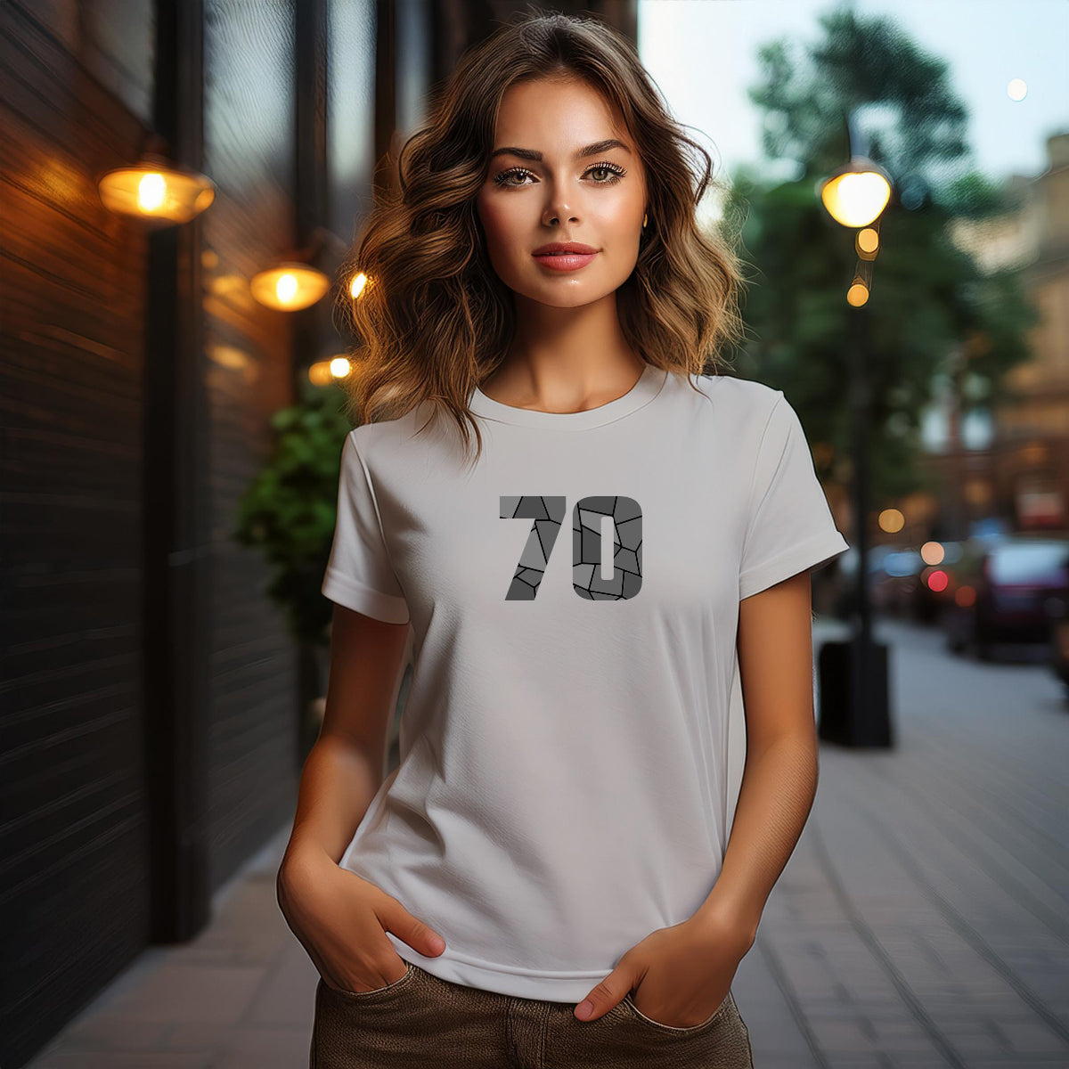 City Posters Plus 70 Number Women T-Shirt (Melange Grey) | Stylish Numeric Graphic Tee