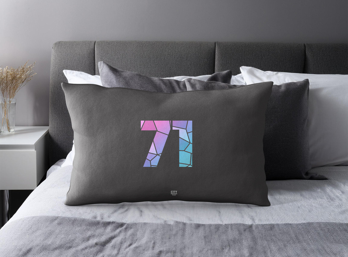 71 Number Square & Rectangle Pillow Cases | Modern Numeric Throw Pillow Covers | Print Deliver Plus by City Posters Plus