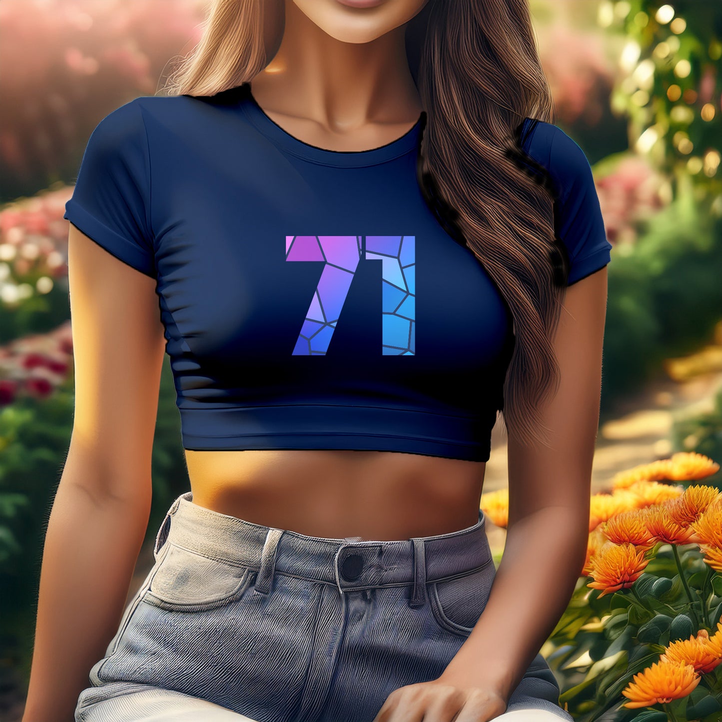 City Posters Plus 71 Number Women Crop Top (Navy Blue)