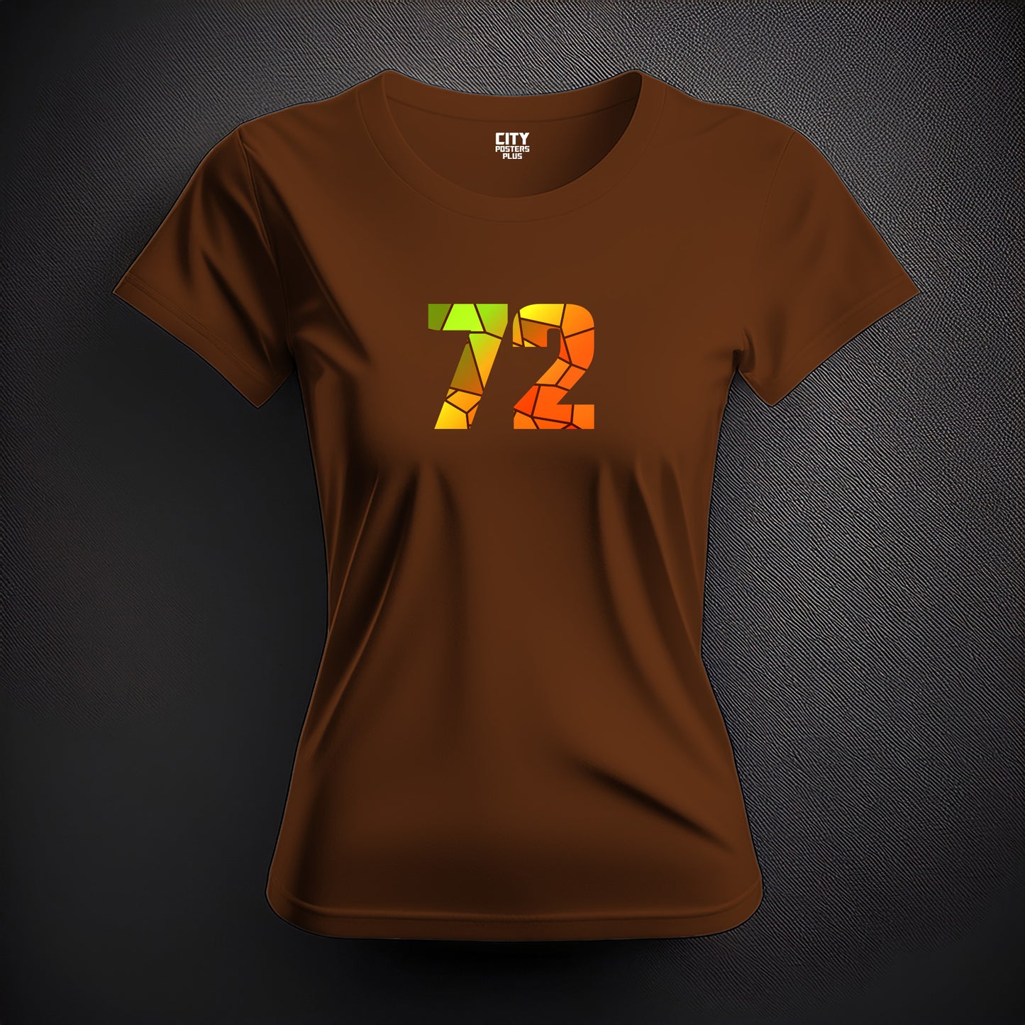 City Posters Plus 72 Number Women T-Shirt (Brown) | Stylish Numeric Graphic Tee